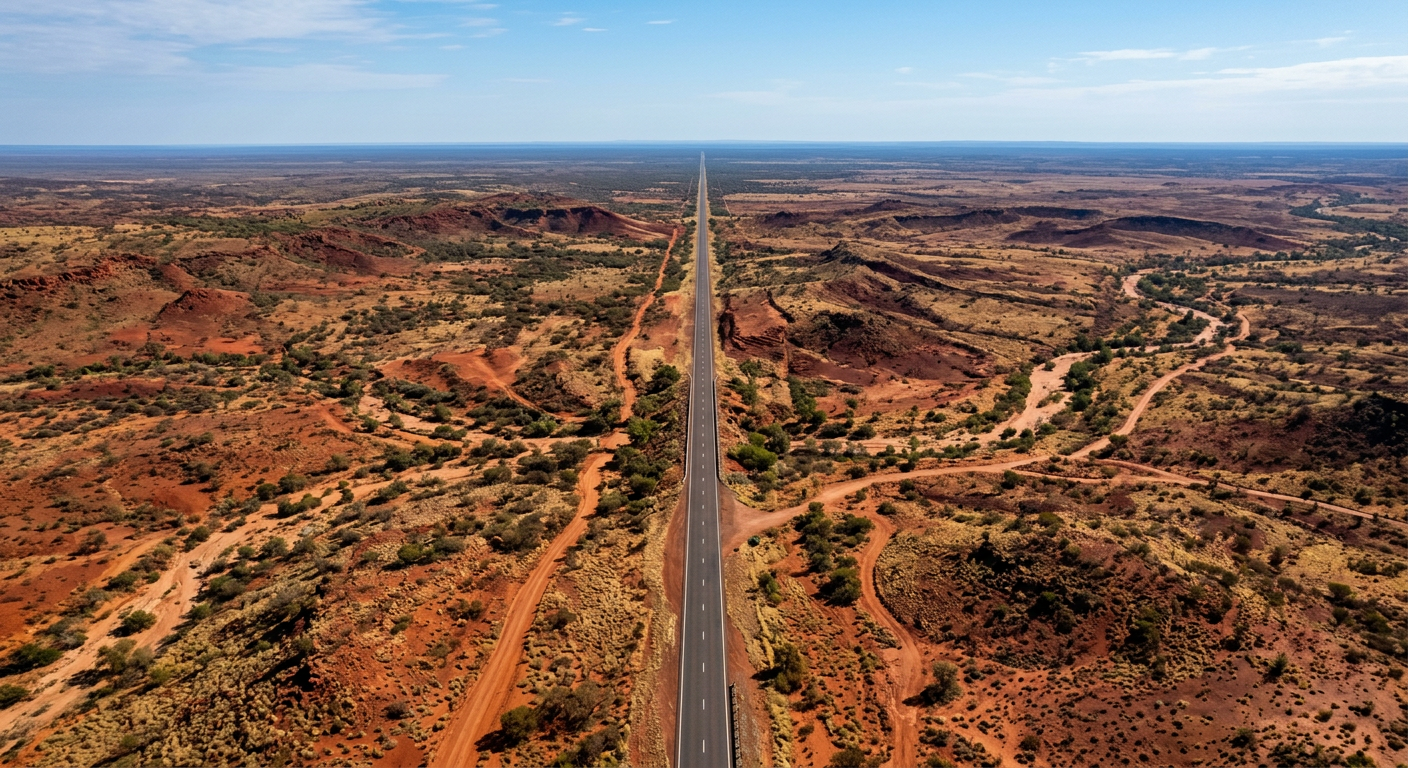 Long open highway stretching across the Australian outback